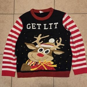 Lighted Christmas Sweater Ugly Reindeer Large